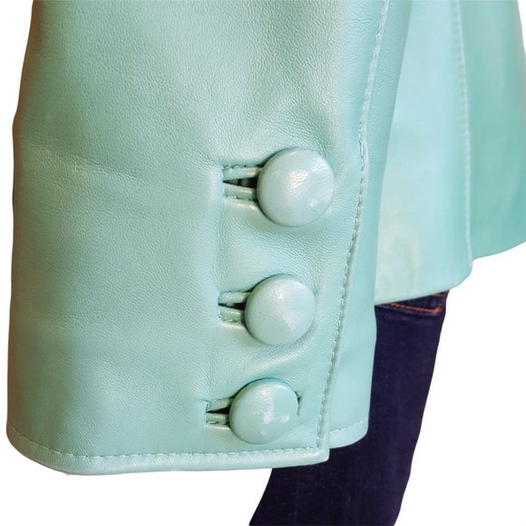 Leather Renditions by Sandi Jacket Blazer Women's Small Lined Soft Light Green - Picture 7 of 11
